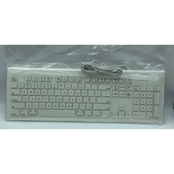 Macally 104 Key Full Size USB‎ Keyboard For MAC & PC with 15 Shortcut Keys MKEYE - Picture 1 of 11